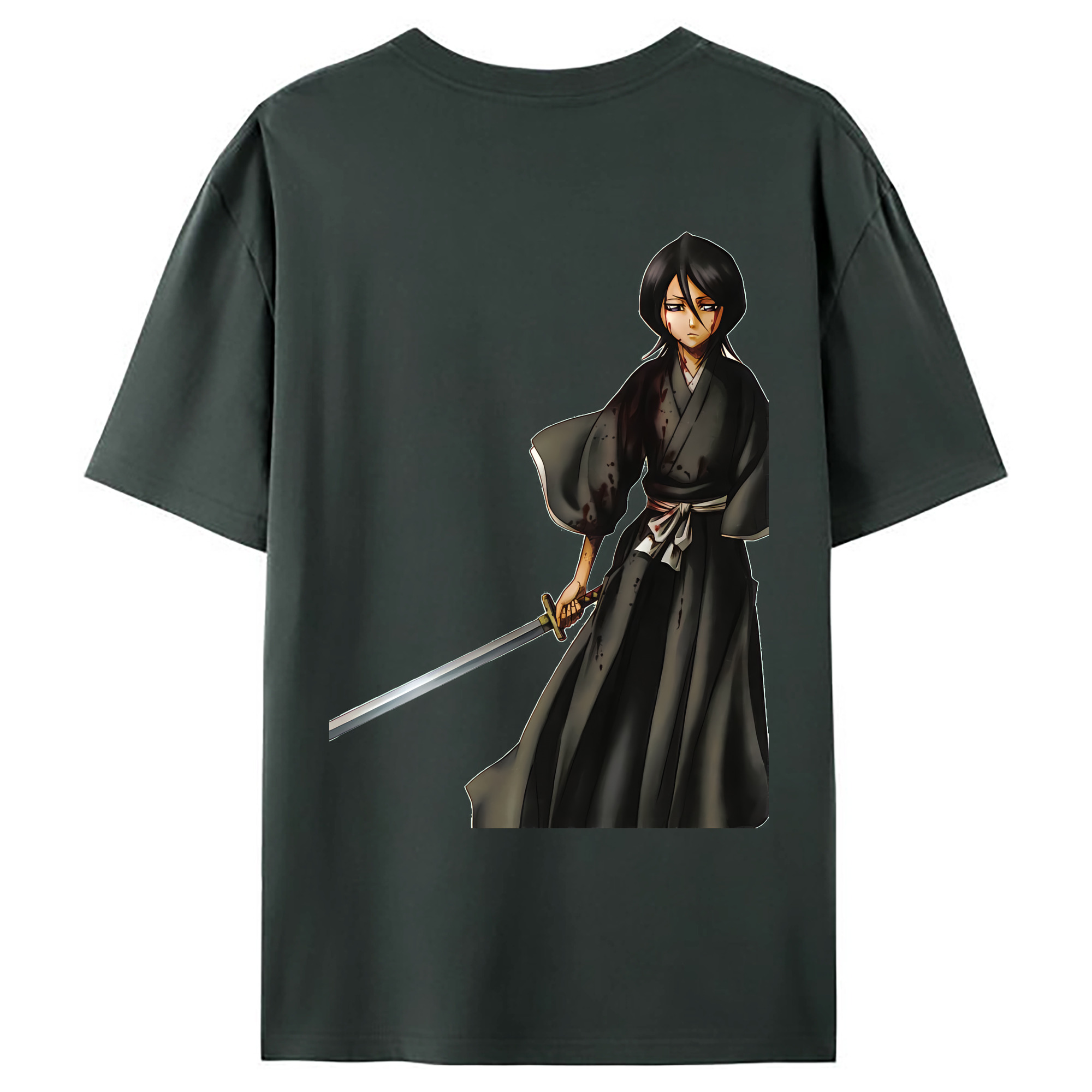 （画像用） ブリーチ 朽木ルキア BLEACH Kuchiki Rukia 綿100％ メンズ半袖Tシャツ（バックプリント） 通気性